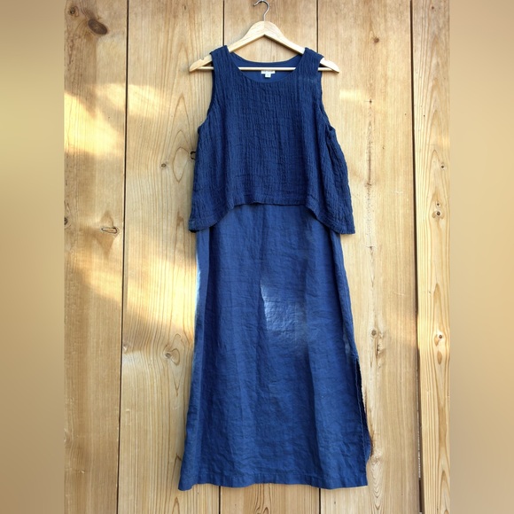 J. Jill Dresses & Skirts - J. Jill Pure Jill Linen Blue Long Sleeveless Dress Sz Medium